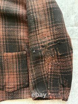 1930s A-1 Style Shawl Collar Jacket Vintage Plaid Workwear Western Costume