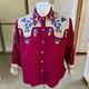 1930s Or 40s Vintage Two Tone Embroidered Western Shirt L