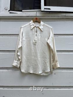 1930s White Silk Western 1/4 Zip Pullover Talon Zipper RARE Americana True Vtg