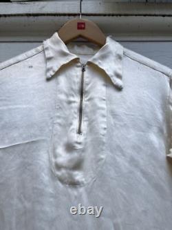 1930s White Silk Western 1/4 Zip Pullover Talon Zipper RARE Americana True Vtg