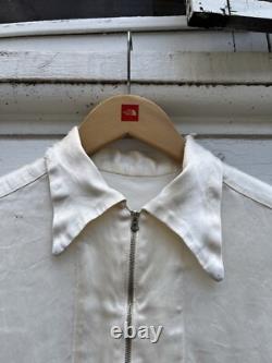 1930s White Silk Western 1/4 Zip Pullover Talon Zipper RARE Americana True Vtg