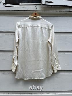 1930s White Silk Western 1/4 Zip Pullover Talon Zipper RARE Americana True Vtg