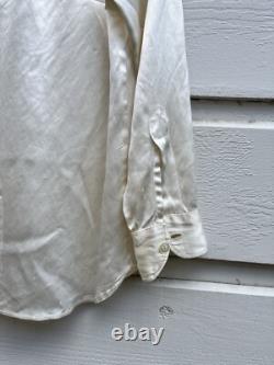 1930s White Silk Western 1/4 Zip Pullover Talon Zipper RARE Americana True Vtg