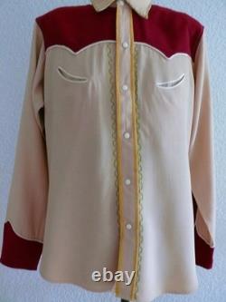 1940-1950 `s Craft-Tex Originals Dallas Jaycees Western Wool Shirt L w embr