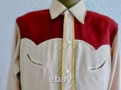 1940-1950 `s Craft-Tex Originals Dallas Jaycees Western Wool Shirt L w embr