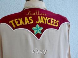 1940-1950 `s Craft-Tex Originals Dallas Jaycees Western Wool Shirt L w embr
