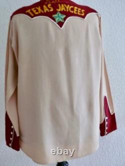 1940-1950 `s Craft-Tex Originals Dallas Jaycees Western Wool Shirt L w embr