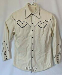 1940's Nathan Turk Vintage Mens Ivory Western Shirt Large. Please Read