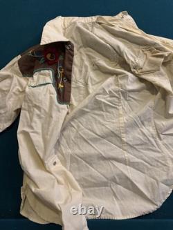 1940s/50s Cotton Pearl Snap Embroidered flowers Western Long Shirt Smile Pockets