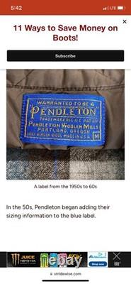 1950-1960 Vintage Pendleton Western Shirt Men's Large Pearl Snap Read