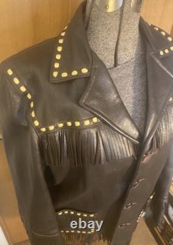 1950's Vintage 2-Tone Deerskin Button Front Western Jacket Mens M/L USA Made Exc