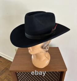 1950s Bandera Western Fort Worth Texas 3x Quality 6 7/8 Black Cowboy Hat 50s Vtg