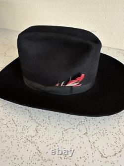 1950s Bandera Western Fort Worth Texas 3x Quality 6 7/8 Black Cowboy Hat 50s Vtg