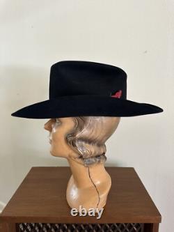 1950s Bandera Western Fort Worth Texas 3x Quality 6 7/8 Black Cowboy Hat 50s Vtg