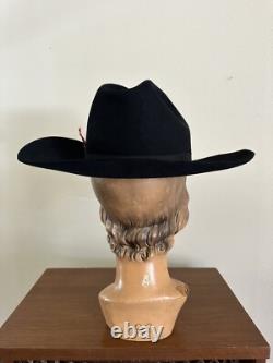 1950s Bandera Western Fort Worth Texas 3x Quality 6 7/8 Black Cowboy Hat 50s Vtg