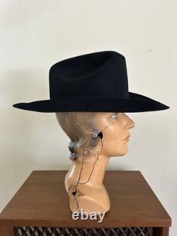 1950s Bandera Western Fort Worth Texas 3x Quality 6 7/8 Black Cowboy Hat 50s Vtg