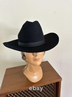 1950s Bandera Western Fort Worth Texas 3x Quality 6 7/8 Black Cowboy Hat 50s Vtg