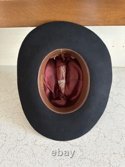 1950s Bandera Western Fort Worth Texas 3x Quality 6 7/8 Black Cowboy Hat 50s Vtg