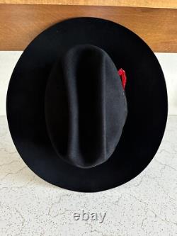 1950s Bandera Western Fort Worth Texas 3x Quality 6 7/8 Black Cowboy Hat 50s Vtg