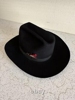 1950s Bandera Western Fort Worth Texas 3x Quality 6 7/8 Black Cowboy Hat 50s Vtg