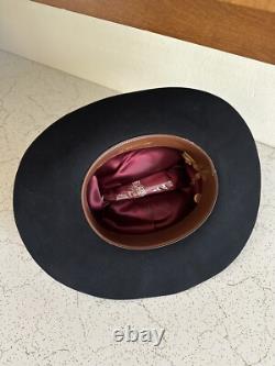 1950s Bandera Western Fort Worth Texas 3x Quality 6 7/8 Black Cowboy Hat 50s Vtg