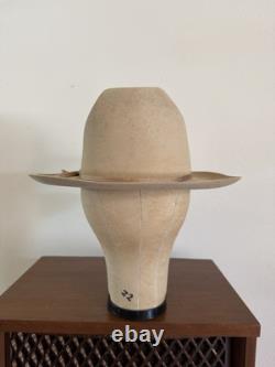 1950s Stetson 3x BEAVER LAST DROP 7 1/4 Raw Edge Western Dress Hat Fedora Vtg