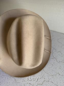 1950s Stetson 3x BEAVER LAST DROP 7 1/4 Raw Edge Western Dress Hat Fedora Vtg