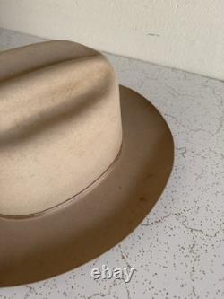 1950s Stetson 3x BEAVER LAST DROP 7 1/4 Raw Edge Western Dress Hat Fedora Vtg