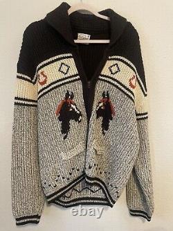 1950s Vintage Knit Rite A Caldwell 100% Pure Wool Cowboy Zip Up Sweater Cardigan