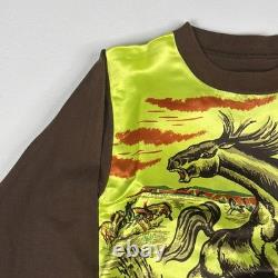 1950s Welgrume Day Glo Horse Satin Knit Shirt Youth Long Sleeve Western