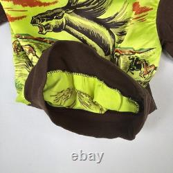 1950s Welgrume Day Glo Horse Satin Knit Shirt Youth Long Sleeve Western