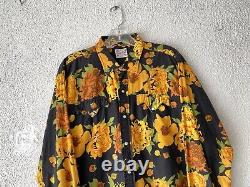 1960s vtg PENNEY's RANCHCRAFT blk FLORAL WESTERN SHIRT 16 1/2 M/L Cotton Ranch