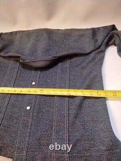 1970's M. R. Lee Vintage Denim Western Pearl Snaps Jacket L-R Work Shirt Made USA