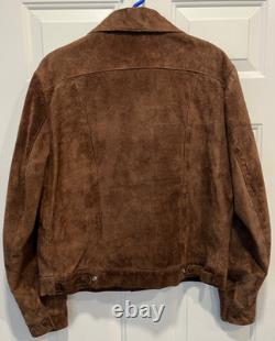1970's Trucker Jacket LAKELAND Brown Suede Type III Western Pattern Size Lg 42
