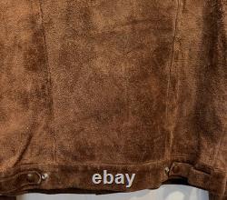 1970's Trucker Jacket LAKELAND Brown Suede Type III Western Pattern Size Lg 42