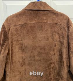 1970's Trucker Jacket LAKELAND Brown Suede Type III Western Pattern Size Lg 42