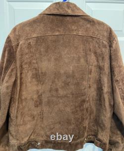 1970's Trucker Jacket LAKELAND Brown Suede Type III Western Pattern Size Lg 42