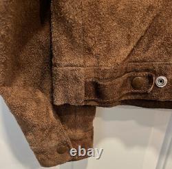 1970's Trucker Jacket LAKELAND Brown Suede Type III Western Pattern Size Lg 42