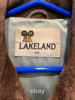 1970's Trucker Jacket LAKELAND Brown Suede Type III Western Pattern Size Lg 42