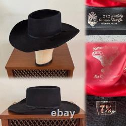 1970s American Hat Company 3x Quality Hat 7 1/8 Cowboy Western Vtg 70s Black