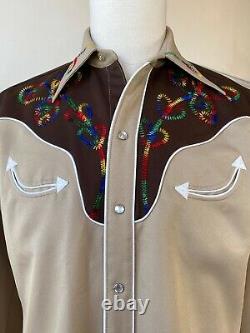 1970s H Bar C Shirt Western Shirt Gaberdine Shirt Size 40 Large