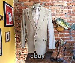 1970s Western Suit Jacket Men's Vintage Beige Corduroy & Suede CIRCLE S Size 42L