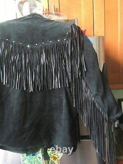 1980s Black Suede Fringe Jacket