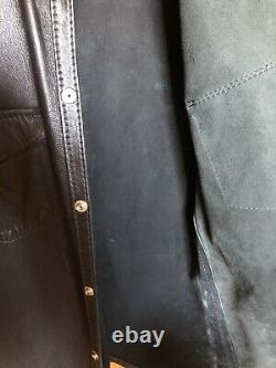 1990s Deadstock Mens Black Leather Western Shirt Size Large