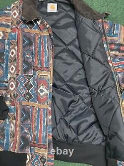 1994 Carhartt Multi Canvas Microloft Lined Aztec Jacket USA 90s GRAIL Rare VTG