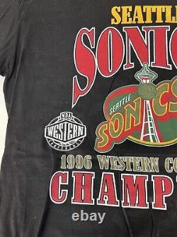 1996 SEATTLE SONICS WESTERN CONFERENCE CHAMPIONS SHIRT Rare VTG Retired NBA Lg