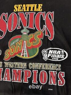 1996 SEATTLE SONICS WESTERN CONFERENCE CHAMPIONS SHIRT Rare VTG Retired NBA Lg