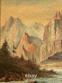 19th-20thC Antique Early American Plein Air Landscape Wildlife Stag Painting