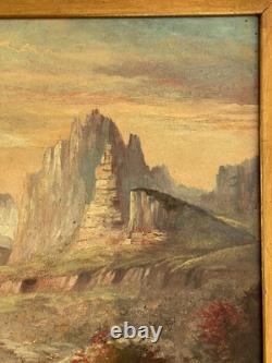 19th-20thC Antique Early American Plein Air Landscape Wildlife Stag Painting