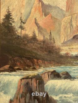19th-20thC Antique Early American Plein Air Landscape Wildlife Stag Painting